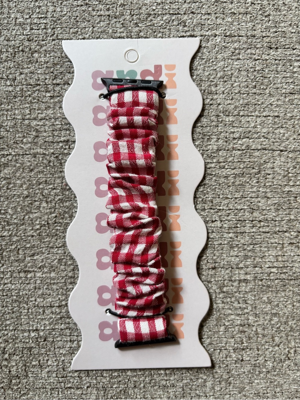 Andi Red and White Scrunchie Apple Watch Band